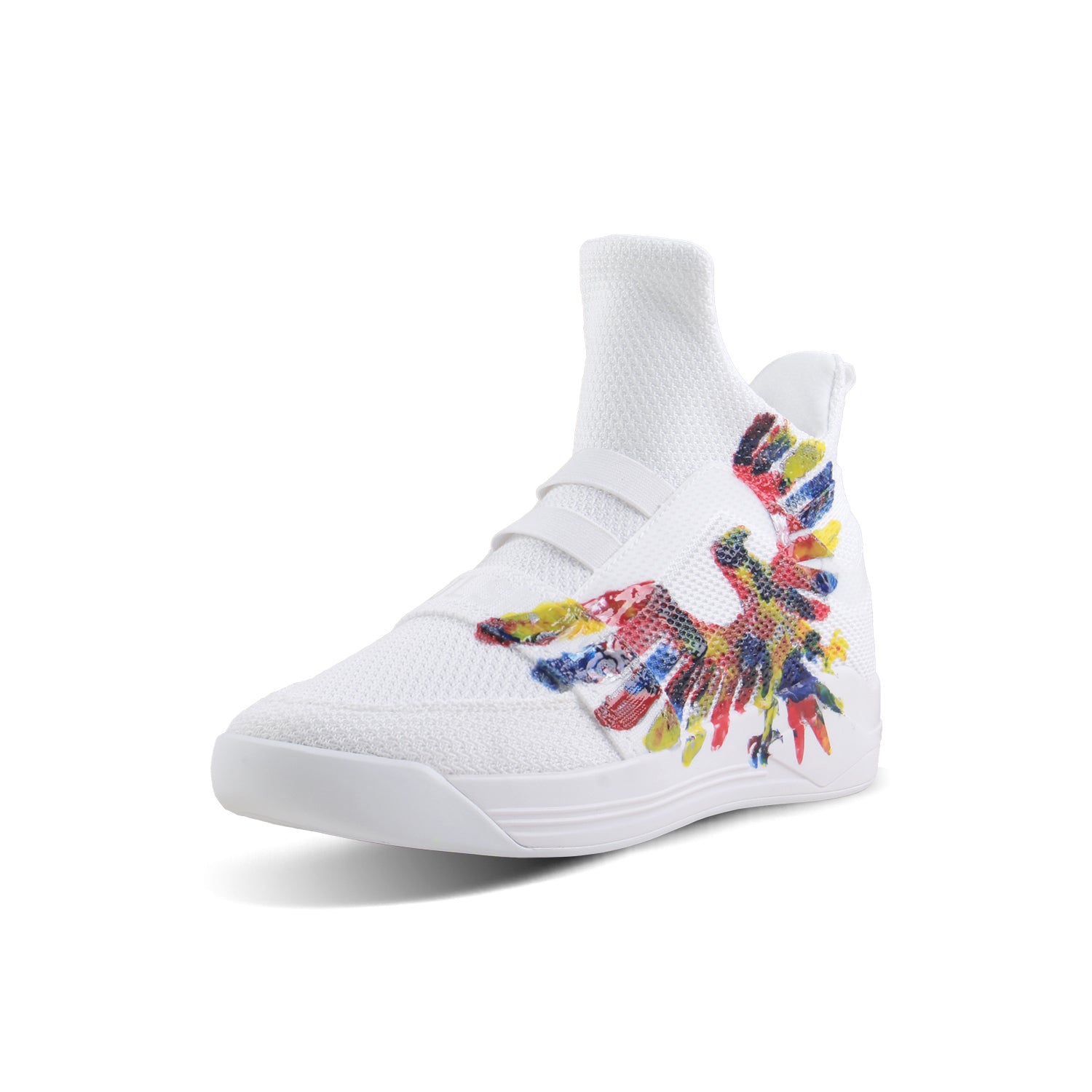 SKYTRACK Mesh Knit High Tops White Hawk Painted - Soulsfeng