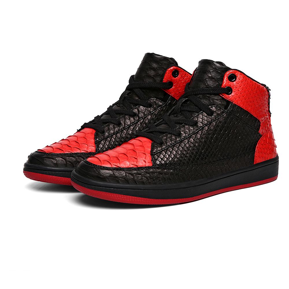 Vintage Snakeskin Leather High Top Shoes - Soulsfeng